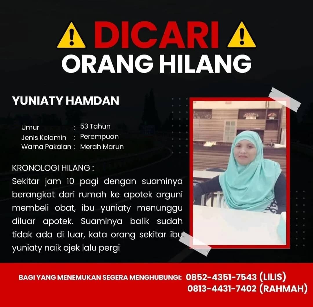 Ilustrasi berita Mimika: Kembali Seorang Wanita di Timika Dilaporkan Hilang, Yuniaty Hamdan Belum Ditemukan Sejak Selasa Pagi