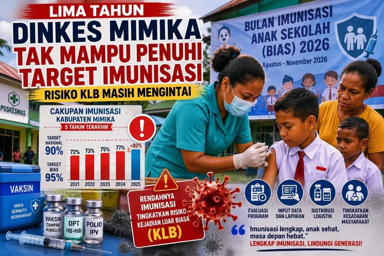 Ilustrasi berita Mimika: Lima Tahun Dinkes Mimika Tak Mampu Penuhi Target Imunisasi, Risiko KLB Masih Mengintai