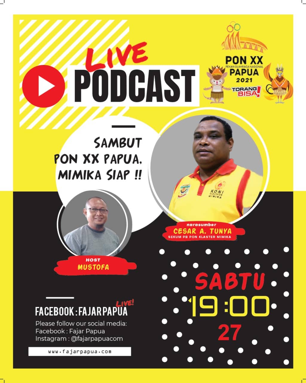Ilustrasi berita Mimika: Jam 7 Malam ini, FajarPapua Podcast #4, Sambut PON XX Papua, Mimika Siap!!!