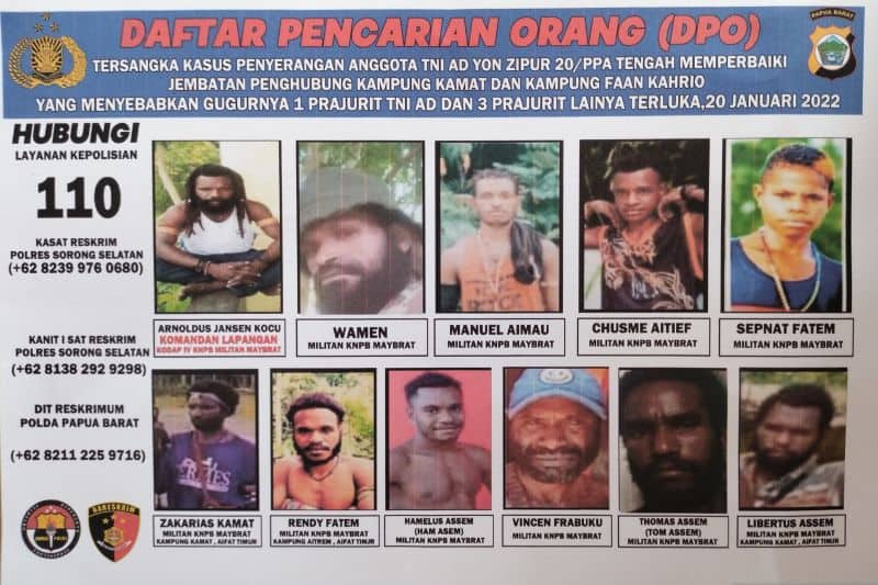 Ilustrasi berita Papua: Polda Papua Barat Tetapkan 11 DPO Militan KNPB Maybrat