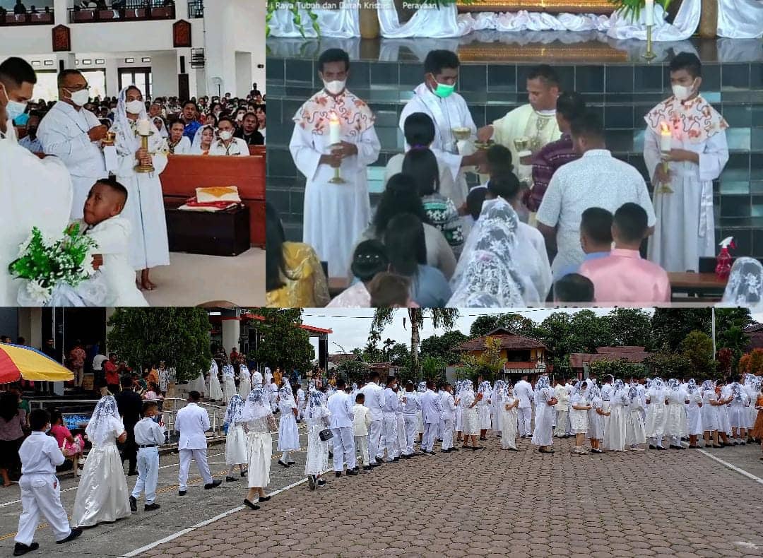Ilustrasi berita Mimika: Suasana Semarak, Ratusan Anak Katolik Mimika Terima Komuni Pertama, Hujan Lebat Warnai Acara Syukuran