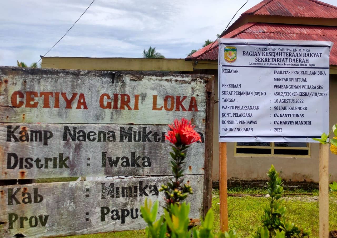 Ilustrasi berita Mimika: Papan Proyek "Kandang Babi" Bongkar Kebobrokan Kontraktor, Yayasan Bodhi Mandala Nilai Ada Penyimpangan Pembangunan Vihara di SP 6