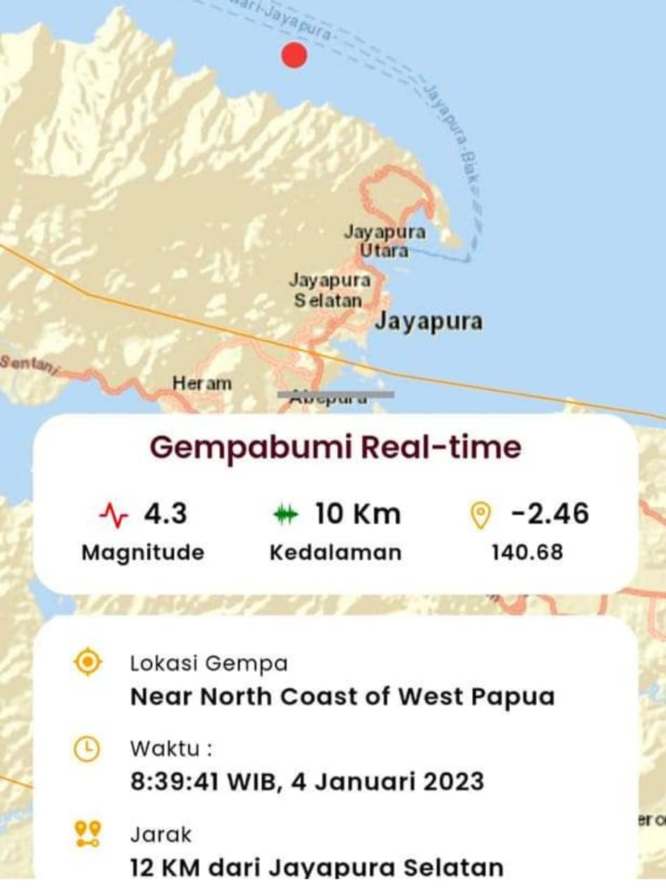 Ilustrasi berita Papua: Rabu Pagi Jayapura Diterjang Gempa 4,2 Magnitudo, Tercatat Terjadi 271 Kali Gempa Susulan