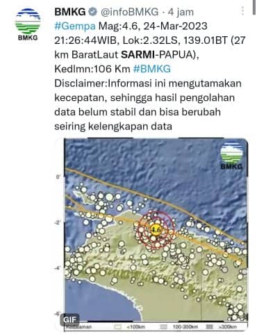 Ilustrasi berita Papua: Gempa Bumi 4,6 Magnitudo Guncang Kabupaten Sarmi