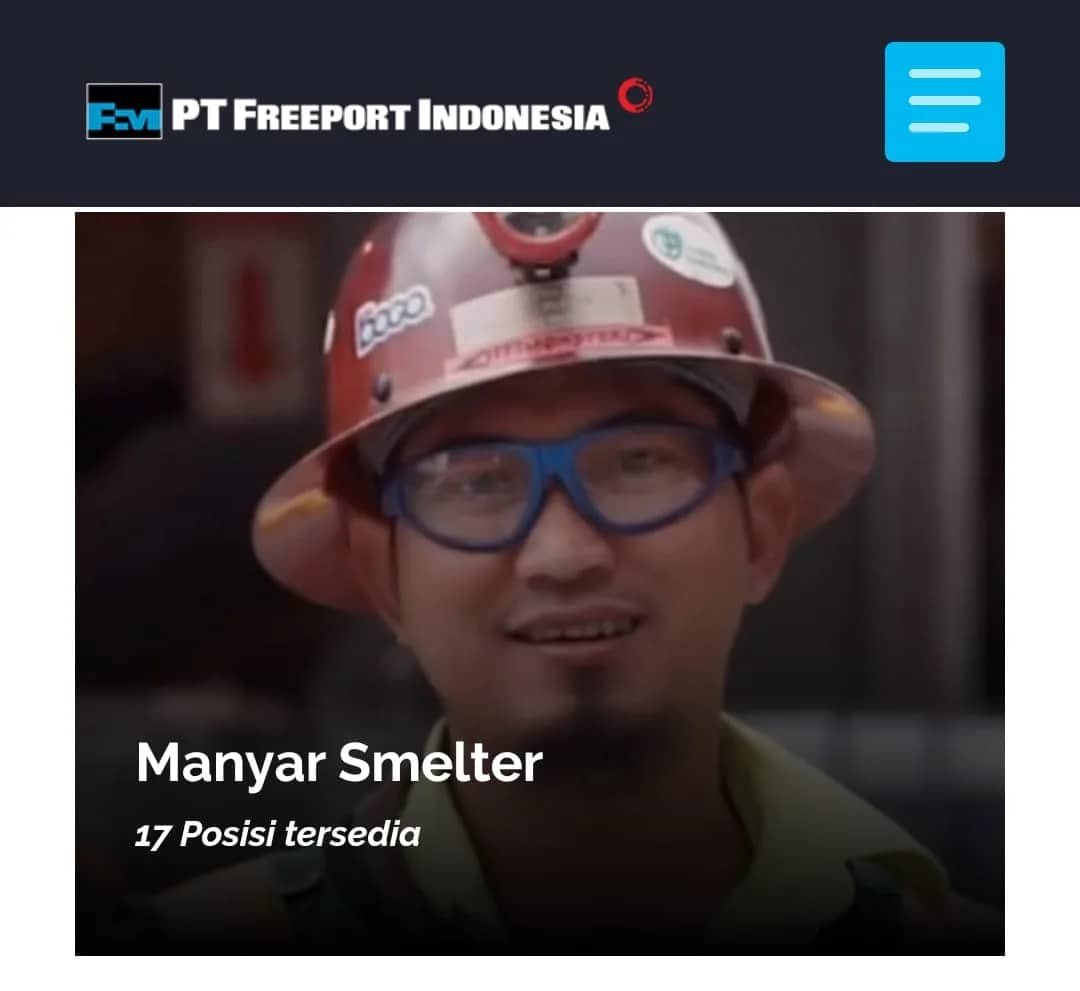 Ilustrasi berita Nasional: Berakhir 15 Desember 2023, PT Freeport Indonesia Kembali Buka 17 Lowongan Kerja di Smelter Freeport Gresik
