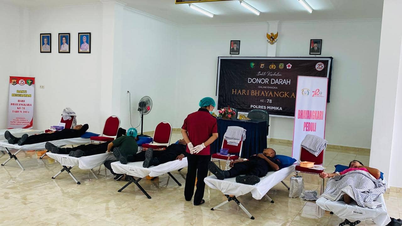 Ilustrasi berita Mimika: Sambut HUT Bhayangkara ke-78, Polres Mimika Gelar Donor Darah