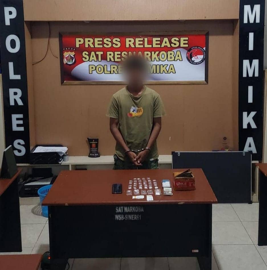 Ilustrasi berita Mimika: Polres Mimika Tangkap Pengedar Sabu-sabu di SP II Jalur I, Amankan 28 Paket Barang Bukti