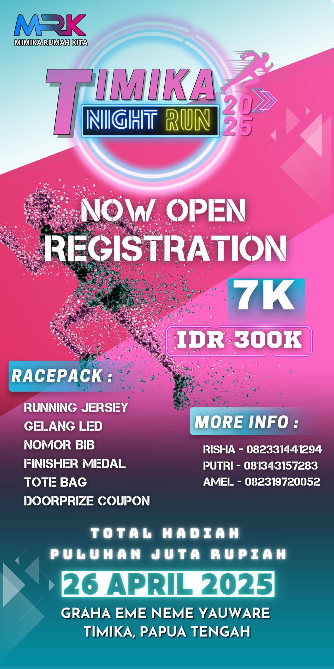 Ilustrasi berita Mimika: Timika Night Run 2025: Iven Lari Terkeren di Mimika Digelar Usai Lebaran, Panitia Siapkan Door Prize Sepeda Motor