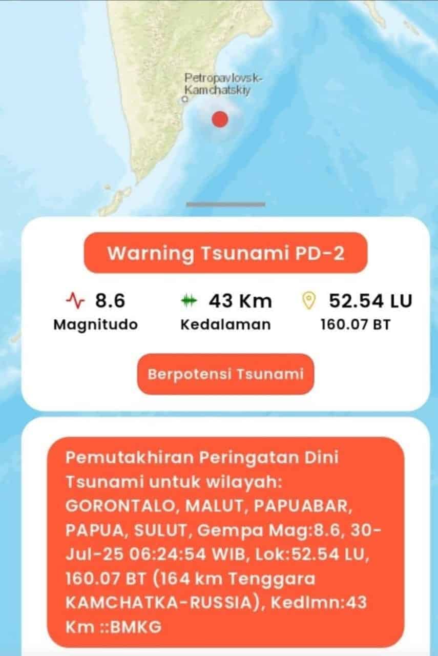Ilustrasi berita JAYAPURA: Warga Papua Diminta Waspada Tsunami Dampak Gempa Rusia, Air Laut Naik Setinggi 0,5 Meter Pada Pukul 17.30 WIT