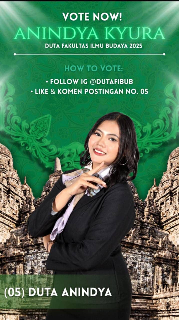 Ilustrasi berita BERITA UTAMA: Alumni SMA Negeri 1 Mimika, Anindya Kyura Maju ke Grand Final Duta FIB Universitas Brawijaya 2025