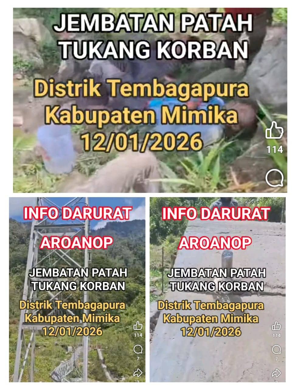 Ilustrasi berita Mimika: Proyek Jembatan Gantung Aroanop di Tembagapura Putus, Empat Pekerja Jadi Korban