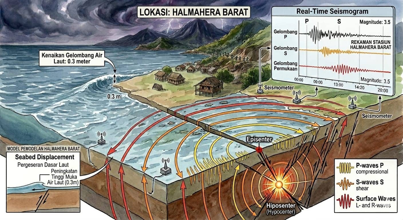 Ilustrasi berita Nasional: Gempa M7,6 Guncang Sulawesi Utara, BMKG Keluarkan Peringatan Dini Tsunami, Air Laut di Halmahera Barat Naik 0,3 Meter