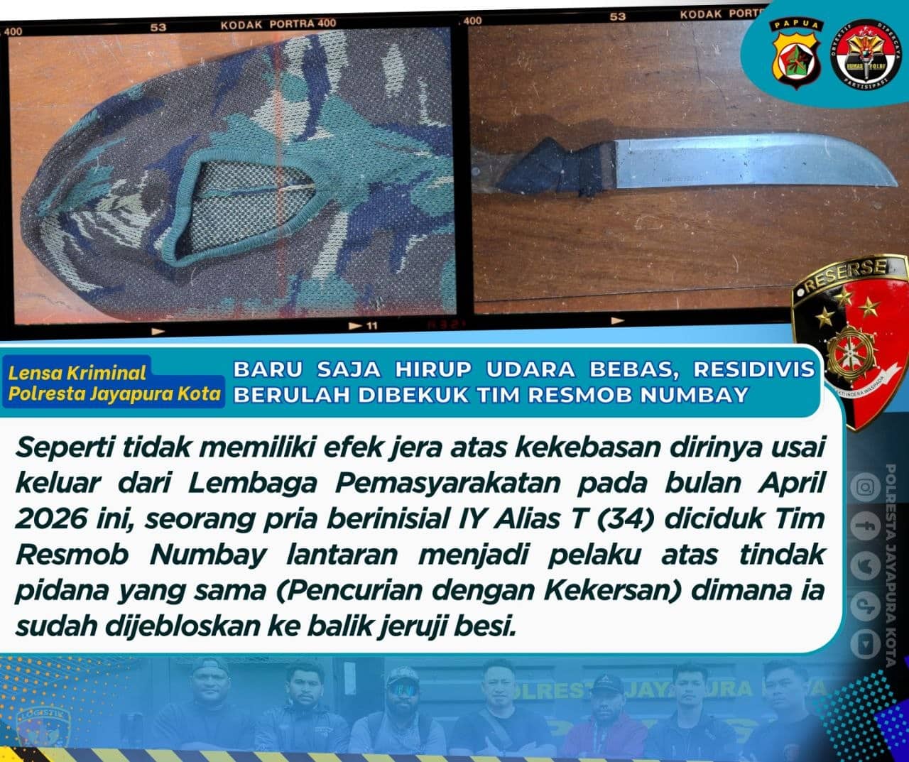 Ilustrasi berita Opini: Usai Rampok Seorang Perempuan, Residivis Curas di Jayapura Diciduk Polisi, Ikut Sita Sebilah Parang