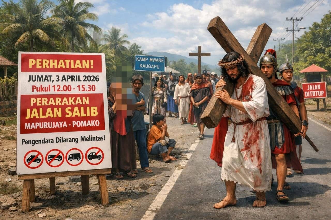 Ilustrasi berita Mimika: Jumat Mendatang, Umat Gereja Paroki Emanuel Gelar Prosesi Jalan Salib, Pengendara Diminta Hindari Jalur Mapurujaya–Pomako