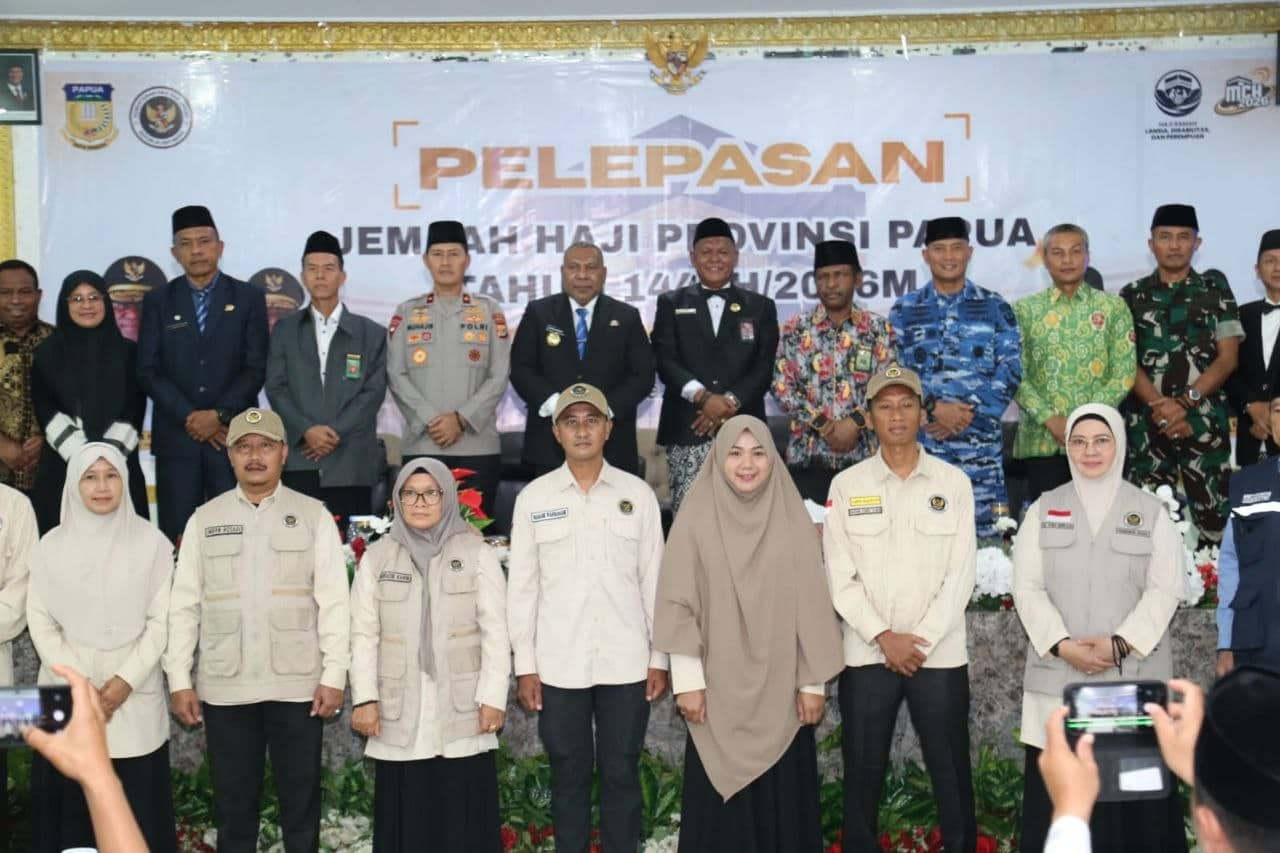 Ilustrasi berita Nasional: Lepas 890 Jemaah Haji Papua 1447 H, Wagub Aryoko Pesan Jaga Kesehatan dan Nama Baik Daerah