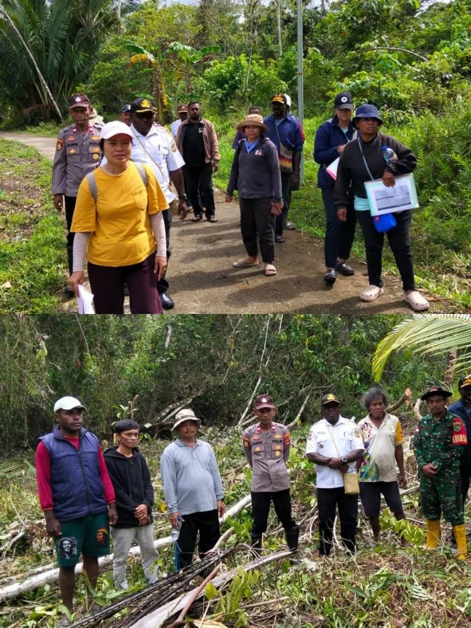 Rombongan Disperkimtan Mimika saat melakukan peninjauan pelaksanaan program pembangunan rumah layak huni Tahun Anggaran 2026 di wilayah pesisir, Rabu (22/7).