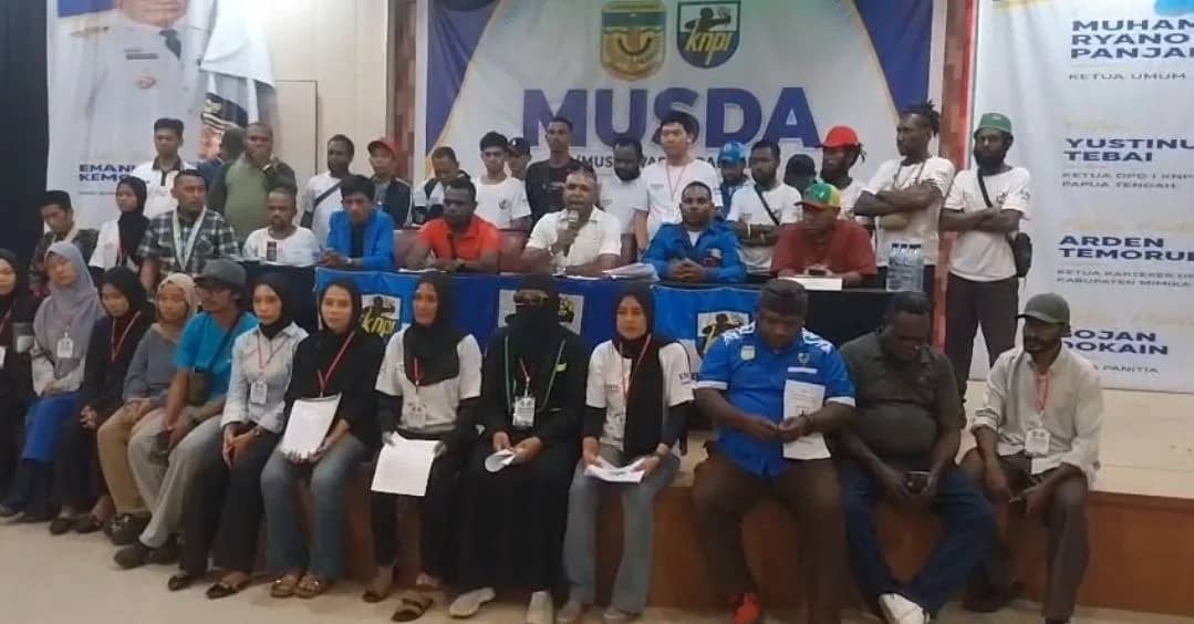 Musyawarah Daerah (Musda) VIII Dewan Pengurus Daerah (DPD) II Komite Nasional Pemuda Indonesia (KNPI) Kabupaten Mimika yang digelar di Ballroom Hotel Cartenz, Timika