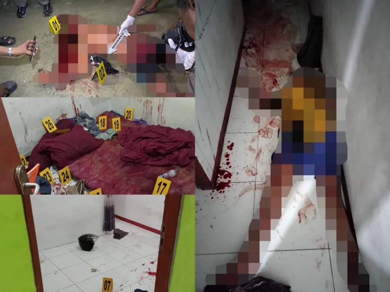 Satreskrim Polresta Jayapura Kota saat olah TKP pembunuhan di Kompleks SMA 4 Entrop, Jalan Beringin, Distrik Jayapura Selatan, Kota Jayapura.