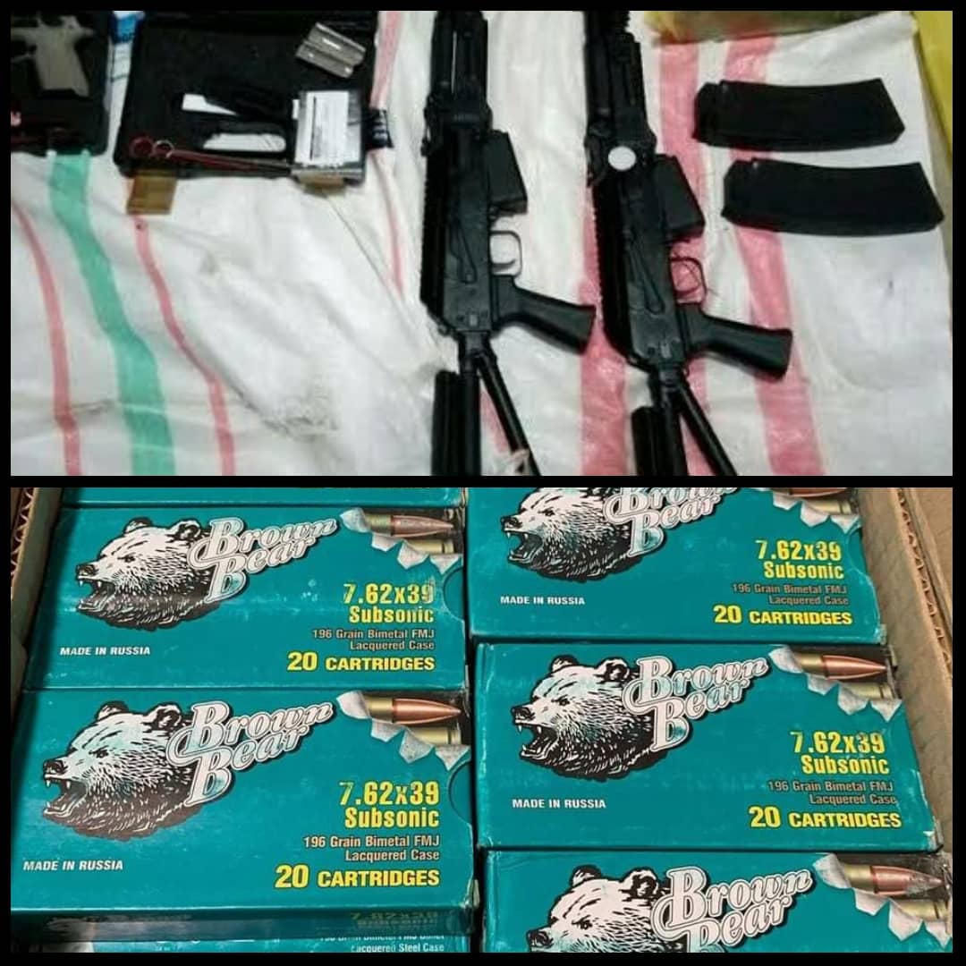 Barang bukti senjata api yang diamankan