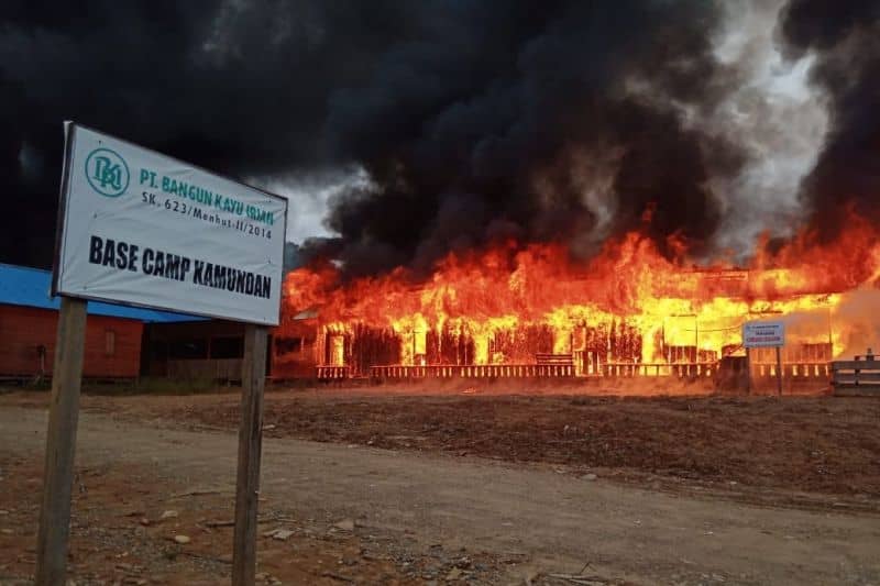 Penampakan basecamp PT.BKI di kabupaten Maybrat Papua Barat yang dibakar oleh oknum bekas karyawan yang dipecat