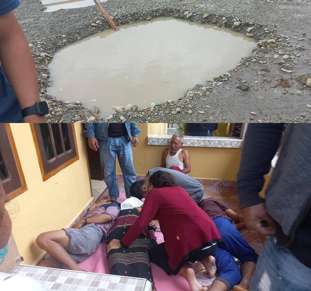 Lokasi temuan jenazah, dan keluarga meratapi kepergian korban