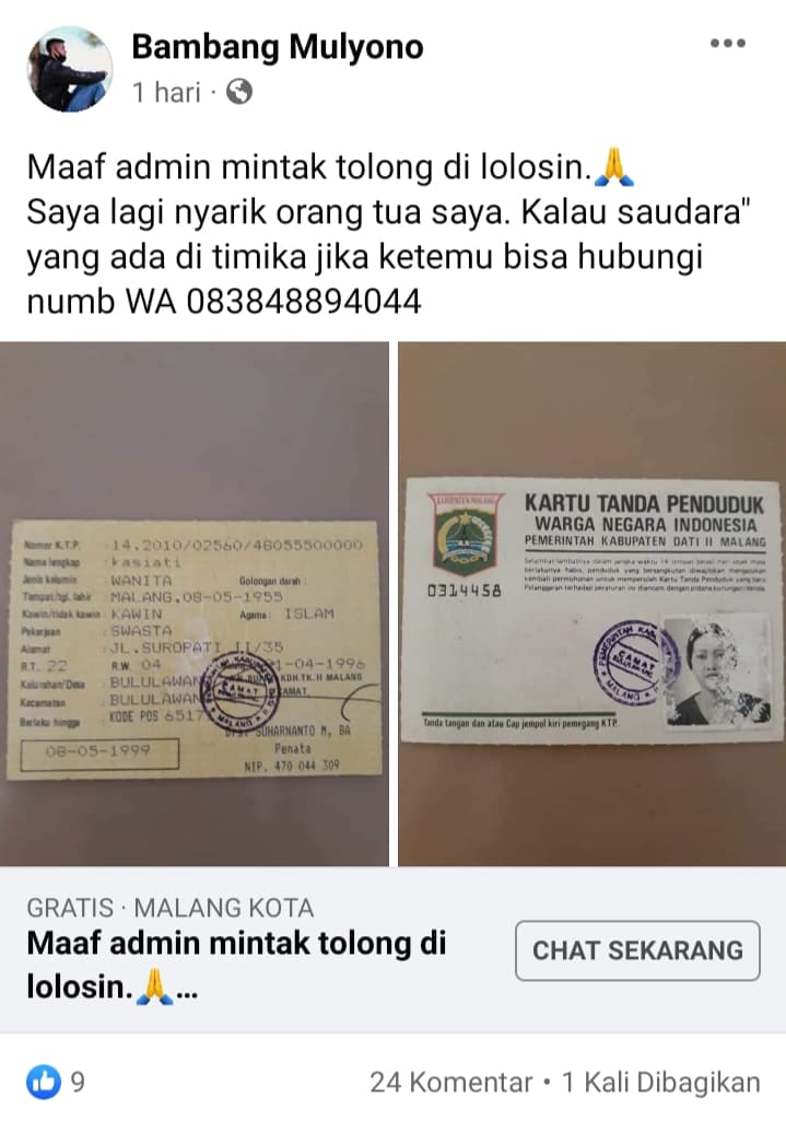Ilustrasi berita MIMIKA: 20 Tahun Putus Kontak, Warga Malang Mencari Keberadaan Sang Ibu yang Merantau di Timika