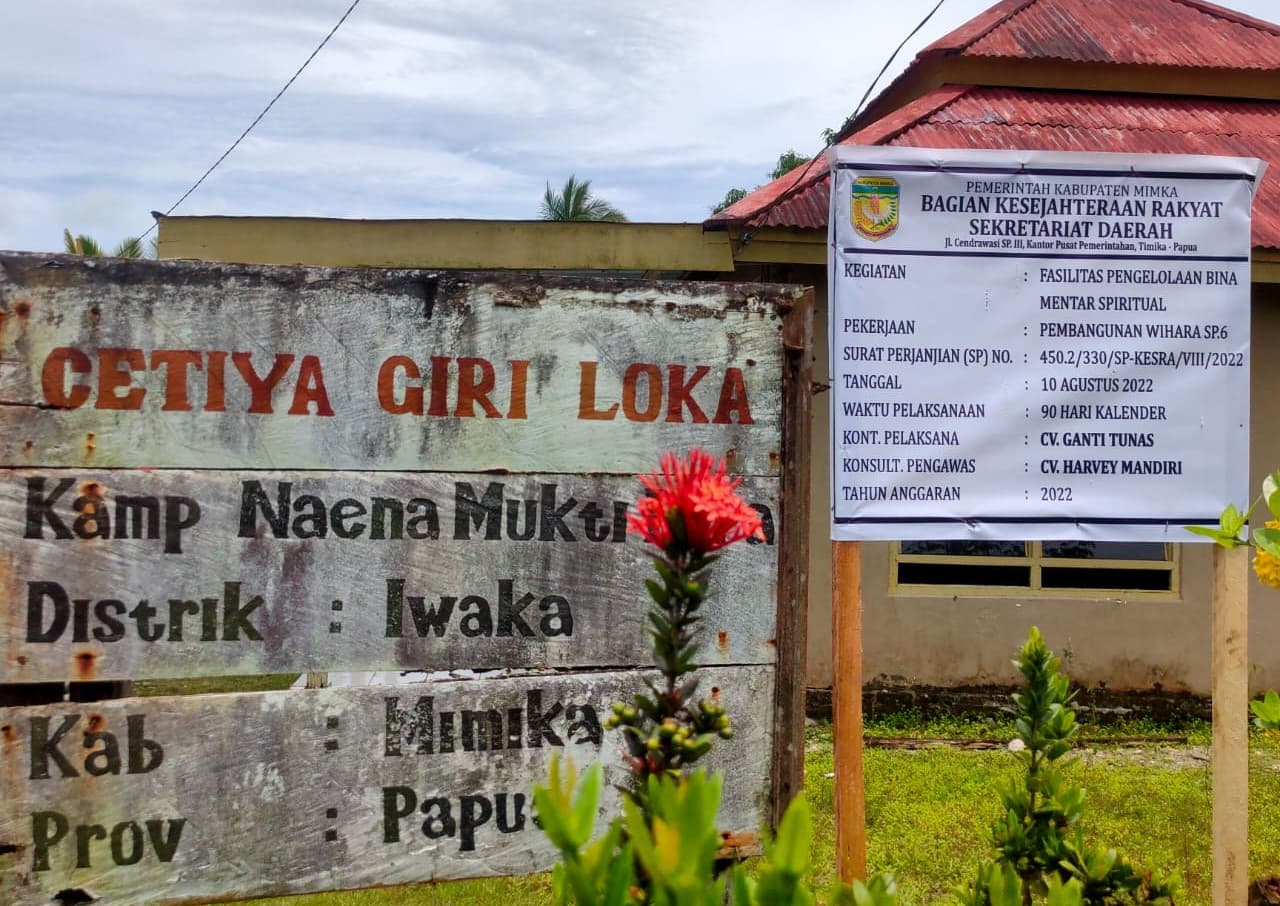 Ilustrasi berita MIMIKA: Papan Proyek "Kandang Babi" Bongkar Kebobrokan Kontraktor, Yayasan Bodhi Mandala Nilai Ada Penyimpangan Pembangunan Vihara di SP 6