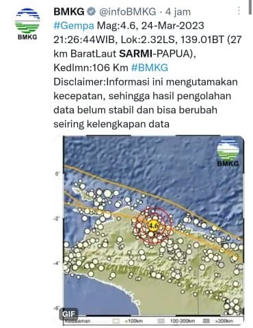 Ilustrasi berita PAPUA: Gempa Bumi 4,6 Magnitudo Guncang Kabupaten Sarmi