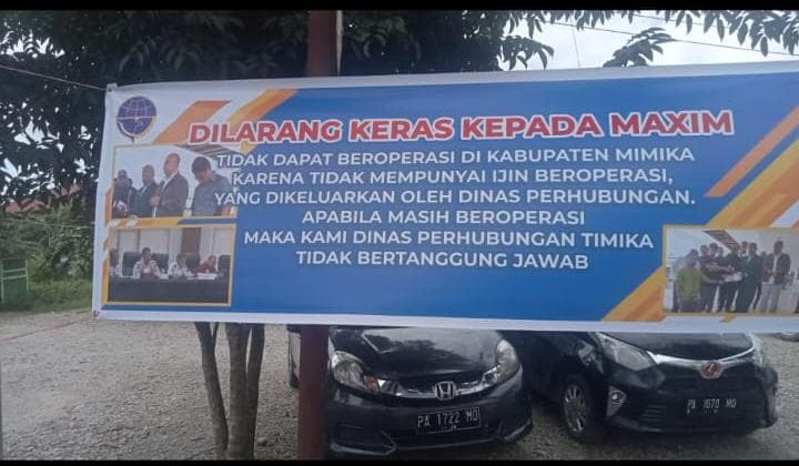 Ilustrasi berita MIMIKA: Polemik Penolakan Berlanjut, Kini Muncul Spanduk Larangan Operasional Maxim, Dinas Perhubungan Mimika Bertindak