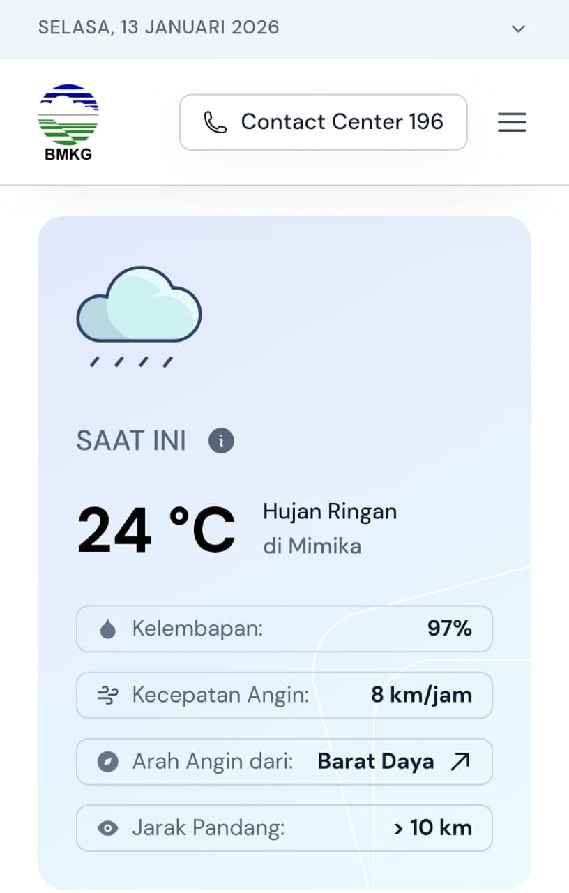 Ilustrasi berita MIMIKA: Kecepatan Angin di Mimika Capai 8 Km/Jam, Warga Diimbau Tetap Waspada