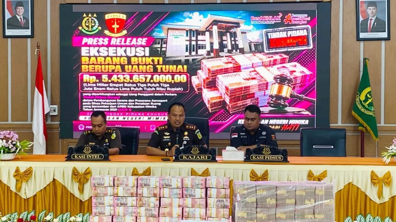Ilustrasi berita Mimika: Kejari Mimika Eksekusi Rp5,43 Miliar Uang Korupsi Proyek Aerosport, Disetor ke Kas Negara