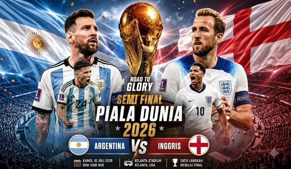 Ilustrasi berita Olahraga: Laga Klasik Piala Dunia: Tango Kejar Bintang Keempat, The Three Lions Bidik Final Kedua