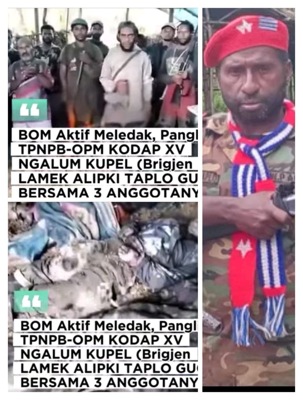 Ilustrasi berita BERITA UTAMA: Breaking News: Pangkodap XV Ngalum Kupel Brigjen Lamek Alipki Taplo dan Tiga Anggotanya Tewas di Kiwirok