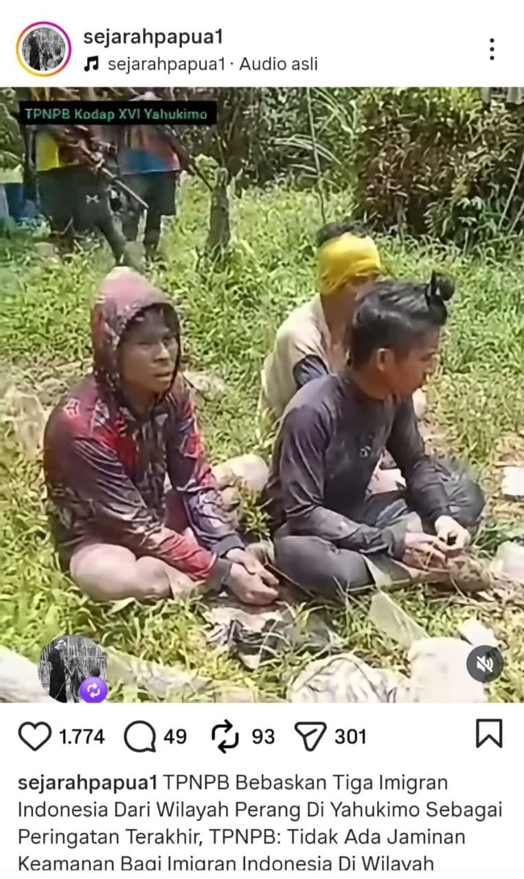 Ilustrasi berita Nasional: TPNPB Klaim Bebaskan Tiga Warga Sipil di Yahukimo, Keluarkan Peringatan Soal Keamanan di Wilayah Konflik