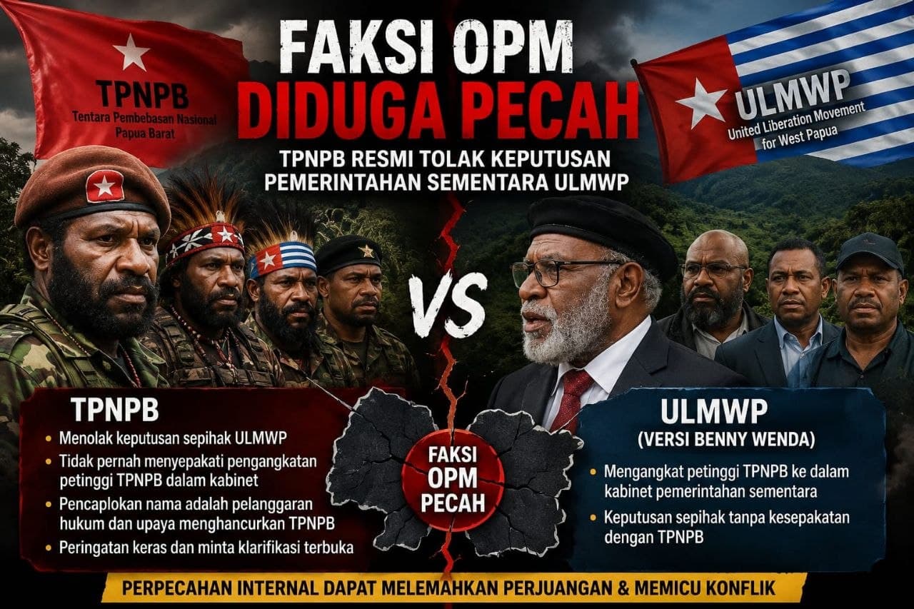 Ilustrasi berita Mimika: Faksi OPM Diduga Pecah, TPNPB Resmi Tolak Keputusan Pemerintahan Sementara ULMWP