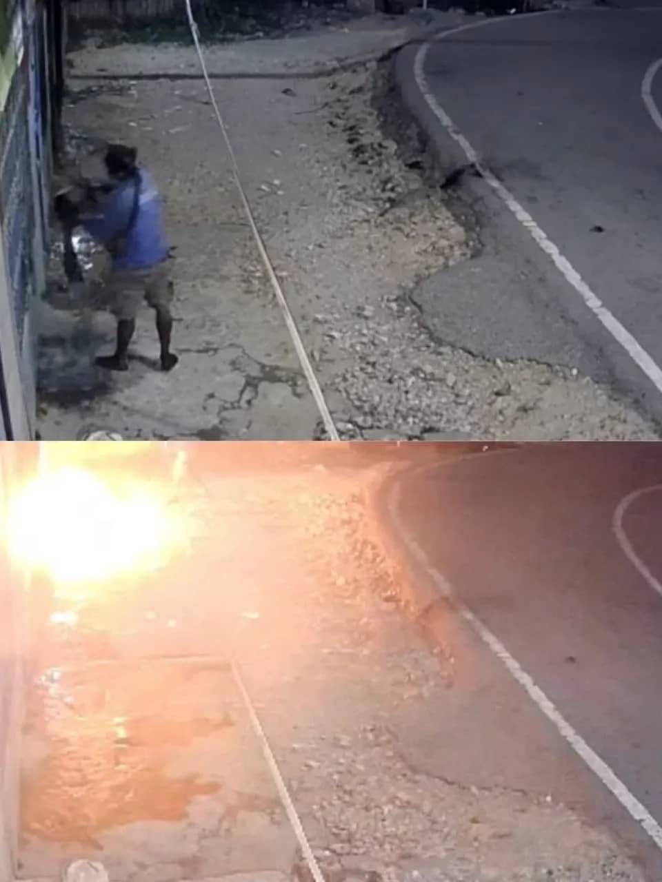 Tampak pelaku yang terekam kamera CCTV hendak membakar sebuah kios milik warga di sekitar kawasan Bandara Lama Enarotali, Kabupaten Paniai, Papua Tengah, Kamis (10/9).