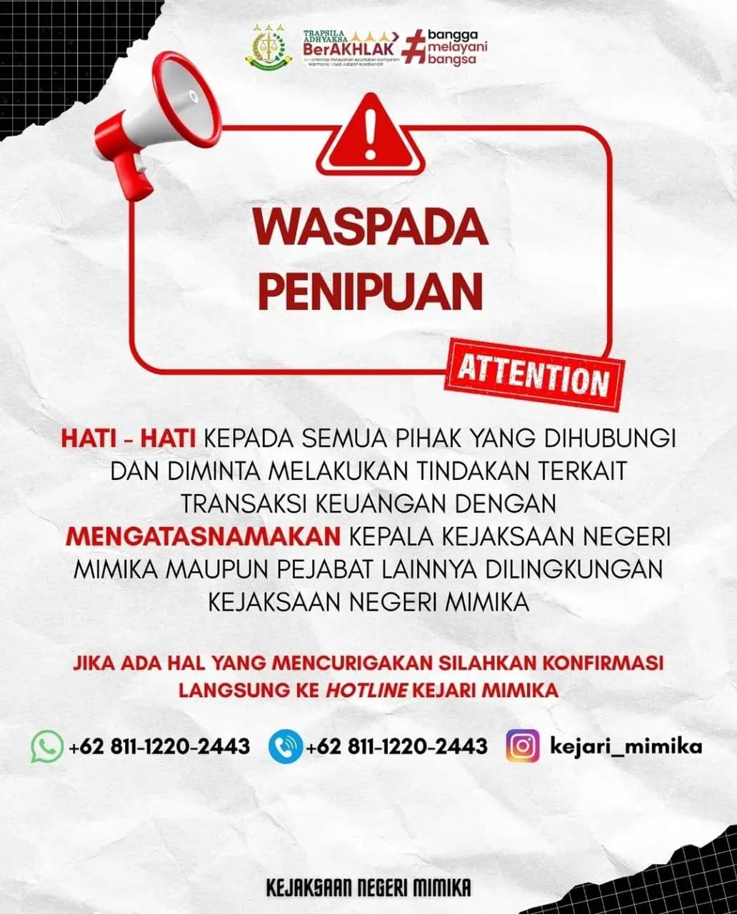Imbauan dari Kejaksaan Negeri Mimika