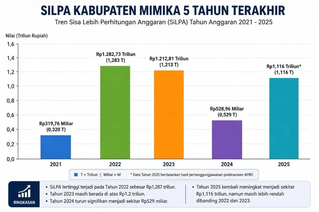 Ilustrasi berita Mimika: Sejarah SILPA Kabupaten Mimika: Pernah Tembus Rp 1,28 Triliun, Mengapa Kini Rp 1,1 Triliun Jadi Isu Serangan Politik?