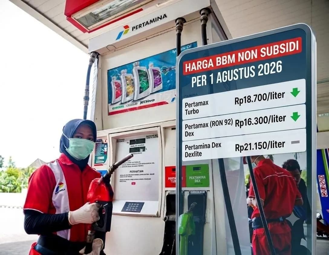 Ilustrasi berita Ekonomi: Akhirnya Pertamina Patra Niaga Turunkan Harga BBM Jenis Pertamax Per 1 Agustus 2026, Segini Besarannya