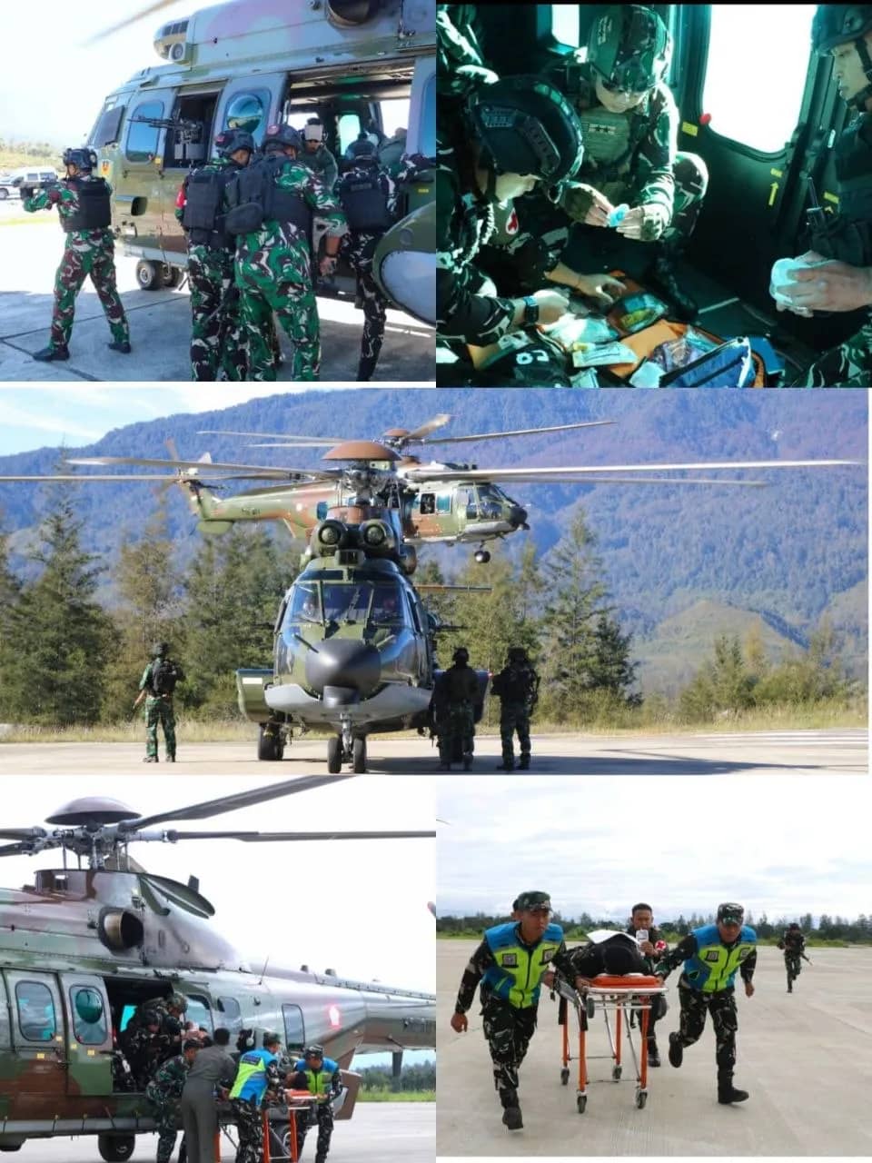 Dua Helikopter TNI AU Evakuasi Korban Luka Tembak dalam Operasi Medevac