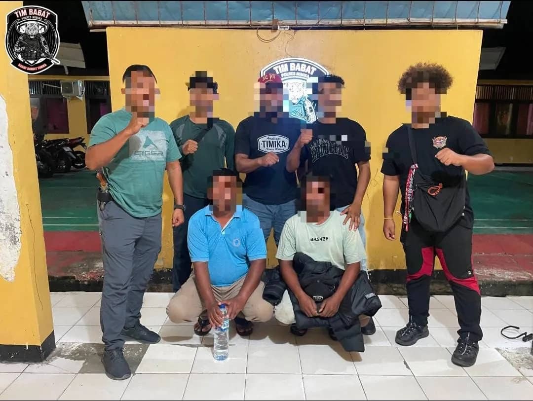 Para pelaku penganiayaan saat diamankan.