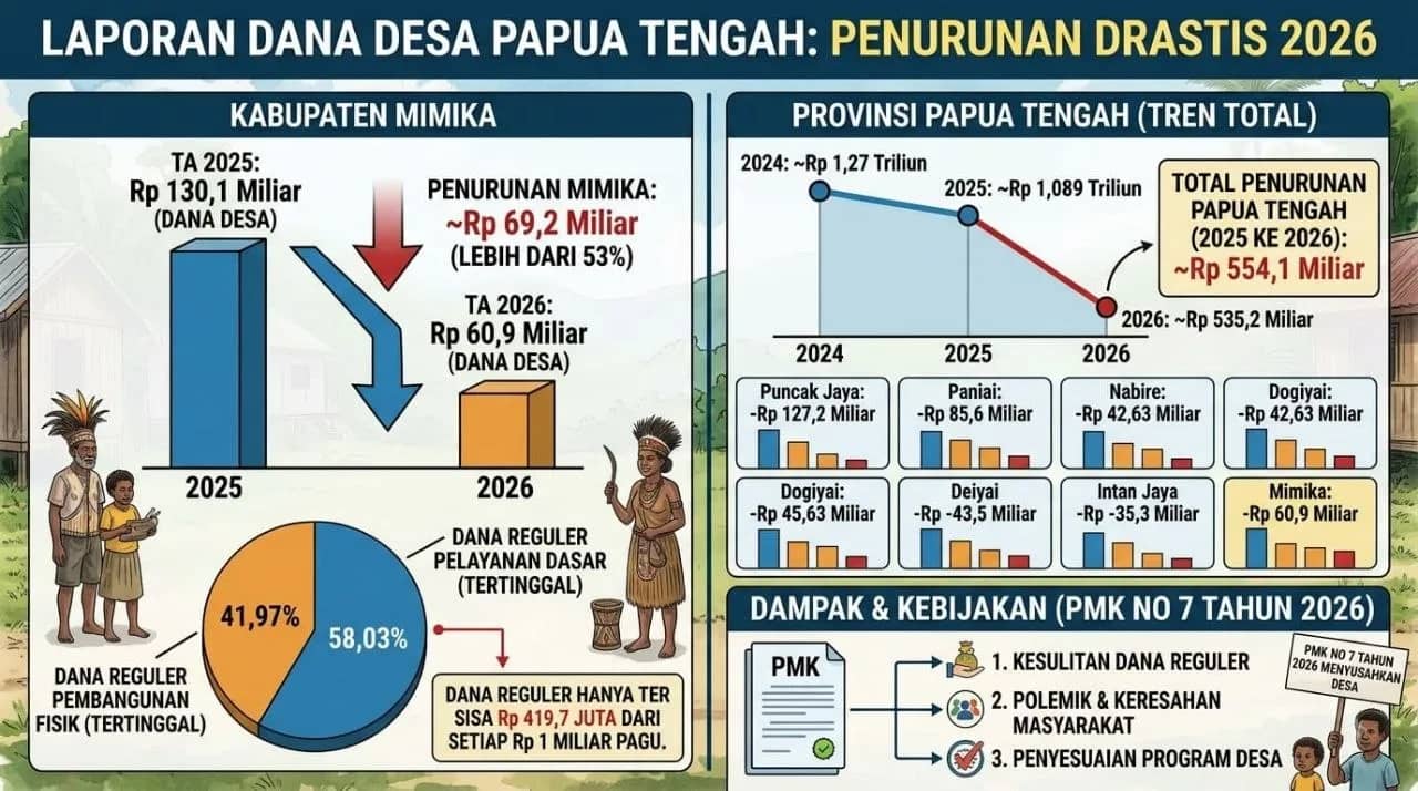 Alokasi Dana Desa Mimika tahun 2026 mengalami penurunan
