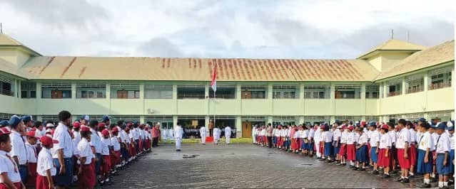 Suasana upacara bendera dalam rangka memperingati Hardiknas 2 Mei 2026 di SATP.