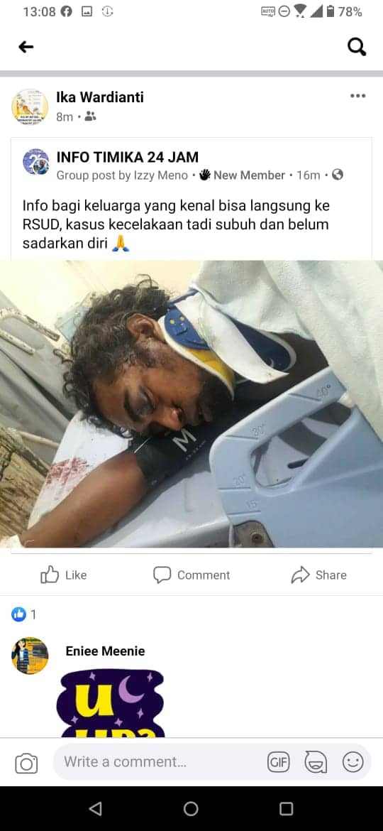 Ilustrasi berita Mimika: Beredar Foto Pria Tak Sadarkan Diri di Group Facebook INFO TIMIKA 24 JAM, Begini Penjelasan RSUD Mimika
