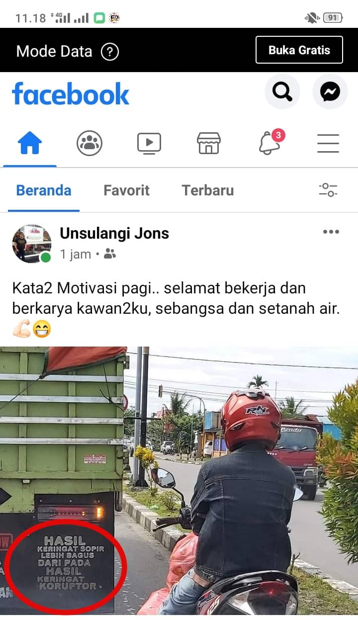 Ilustrasi berita Mimika: Berhenti di Lampu Merah Pertigaan Diana Shoping Centre, Tulisan di Truk Warna Hijau Bikin Koruptor Keringat Dingin