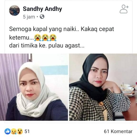 Ratu, salah seorang penumpang perahu yang hilang