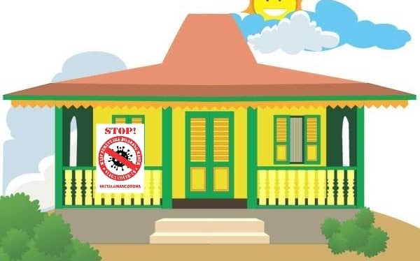 Ilustrasi rumah ditempelkan stiker
