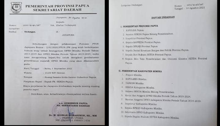 Undangan pertemuan di Jayapura