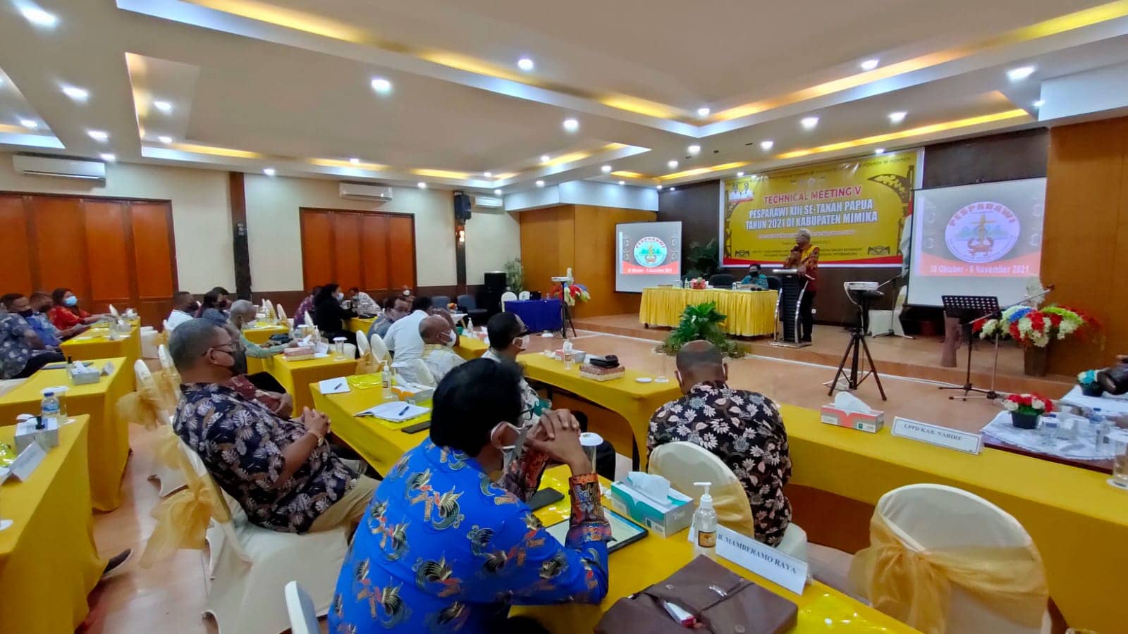 Kegiatan pembukaan pra technical meeting V di Aula Multipurpose Grand Tembaga Hotel.