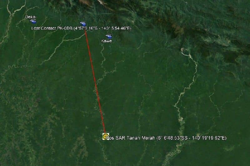 Peta lokasi helikopter milik Airfast yang sempat dilaporkan hilang kontak di Kabupaten Boven Digul, Papua, Kamis (30/12/2021).